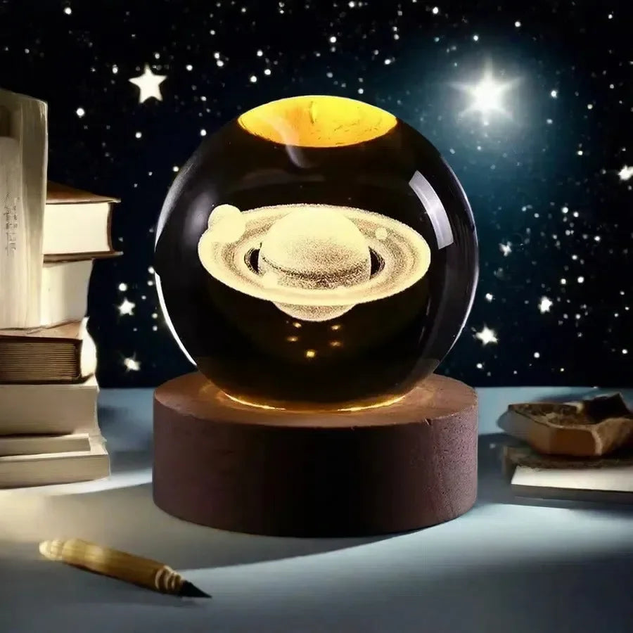 3D Galaxy Crystal Ball Lamp – USB LED Night Light