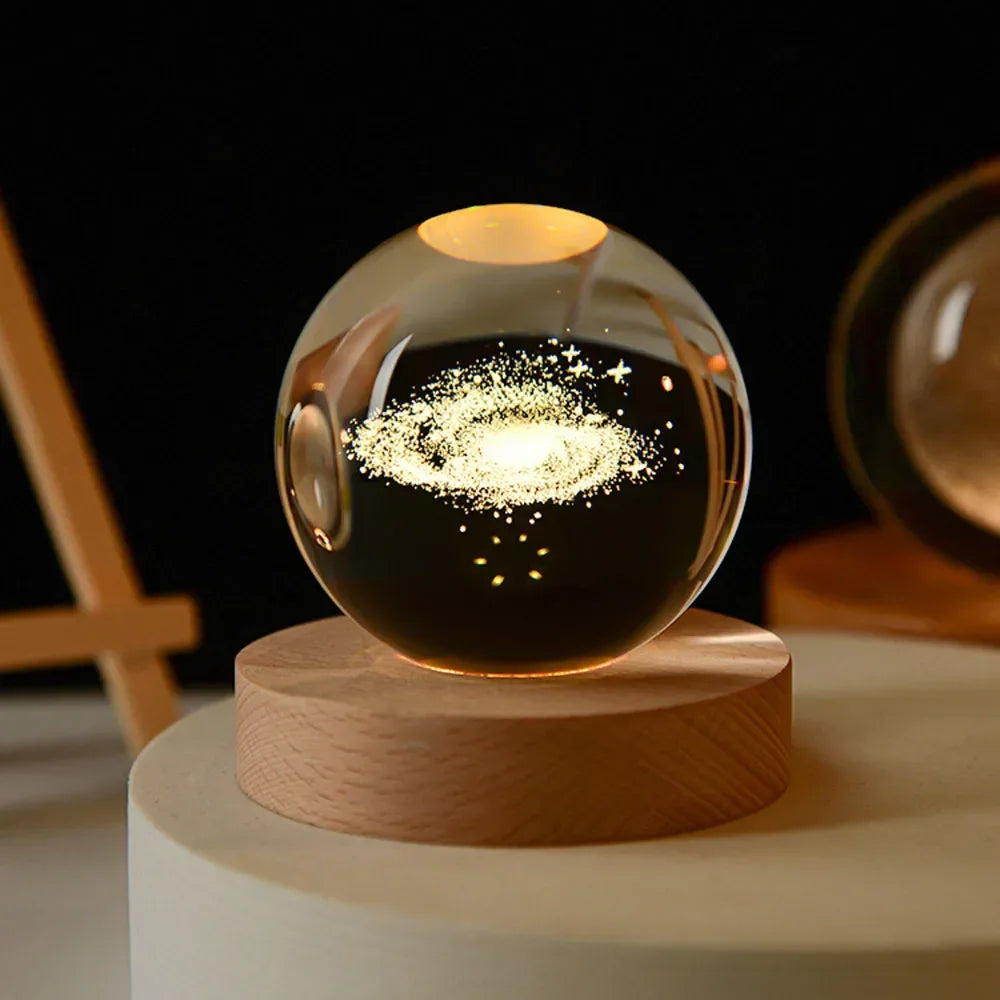 3D Galaxy Crystal Ball Lamp – USB LED Night Light