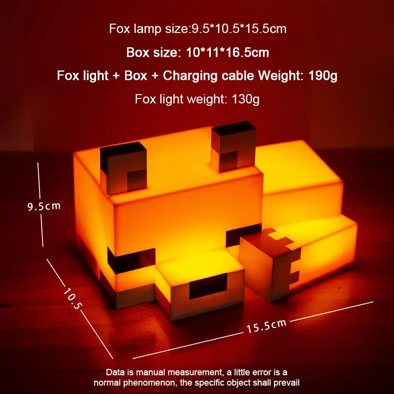 MC Game Baby Fox Night Light – LED Desk Lamp for Gaming Room & Kids' Bedroom