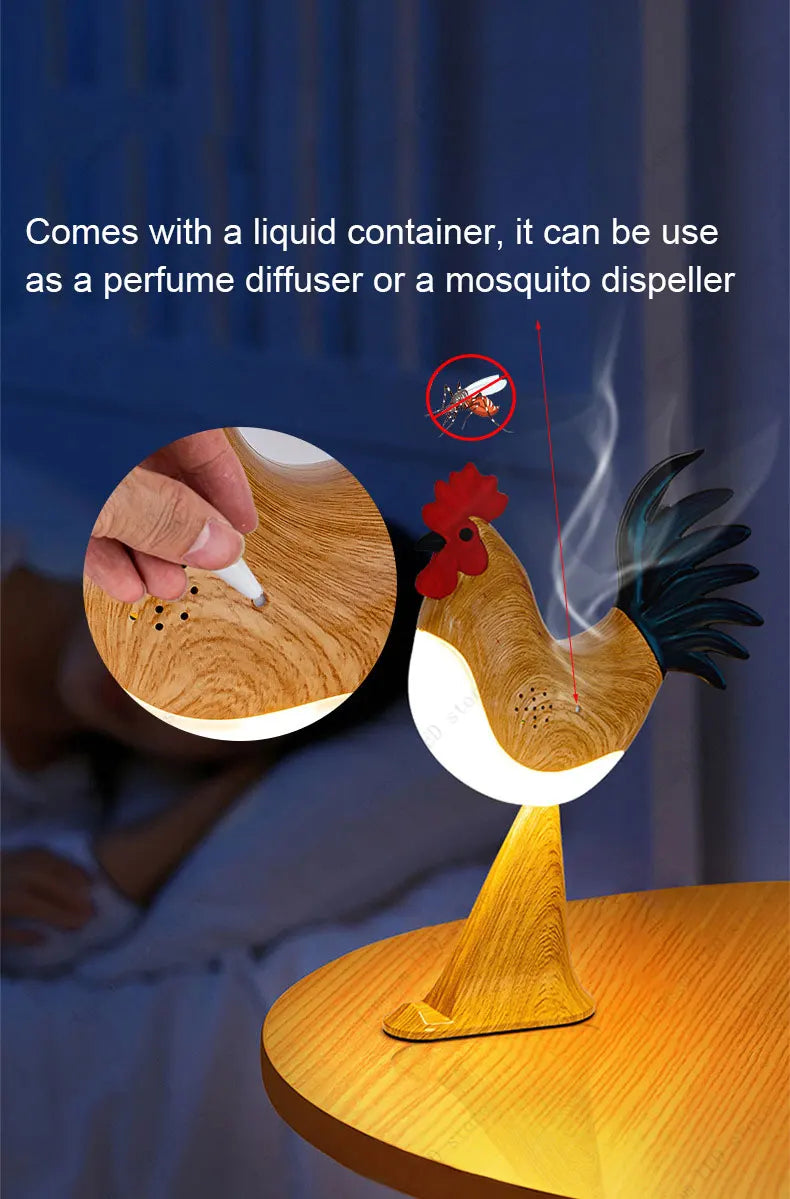 USB Rechargeable LED Rooster Table Lamp – Cordless Decorative Animal Light for Bedroom, Living Room & Hallway