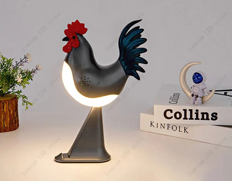 USB Rechargeable LED Rooster Table Lamp – Cordless Decorative Animal Light for Bedroom, Living Room & Hallway