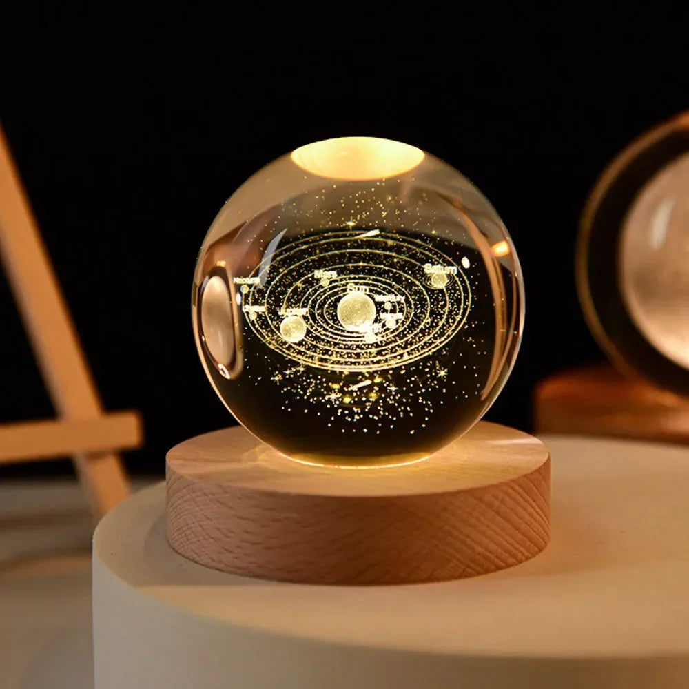 3D Galaxy Crystal Ball Lamp – USB LED Night Light