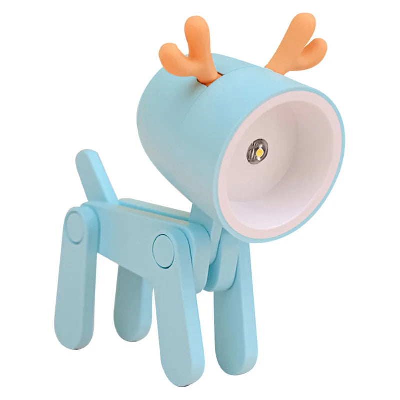 Mini LED Folding Night Light – Cute Dog & Deer Shape Bedside Lamp for Kids' Room & Gift Decor