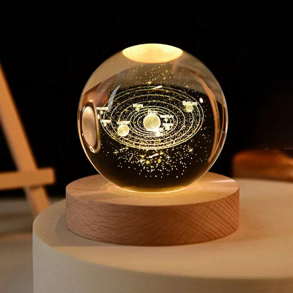 3D Galaxy Crystal Ball Lamp – USB LED Night Light