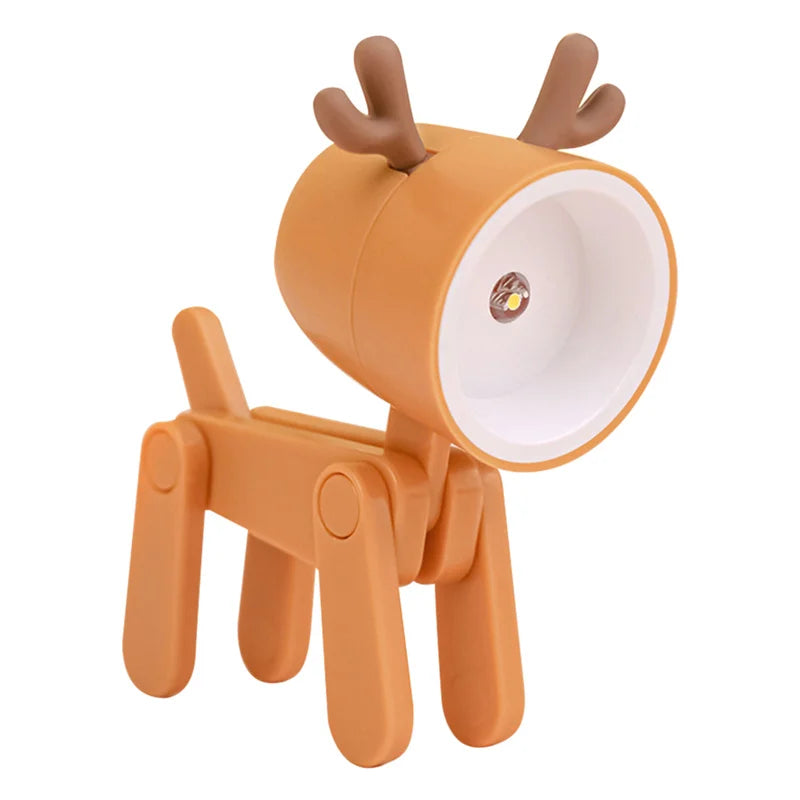 Mini LED Folding Night Light – Cute Dog & Deer Shape Bedside Lamp for Kids' Room & Gift Decor