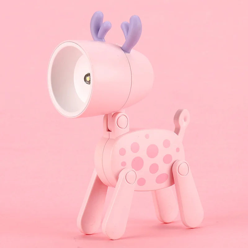 Mini LED Folding Night Light – Cute Dog & Deer Shape Bedside Lamp for Kids' Room & Gift Decor