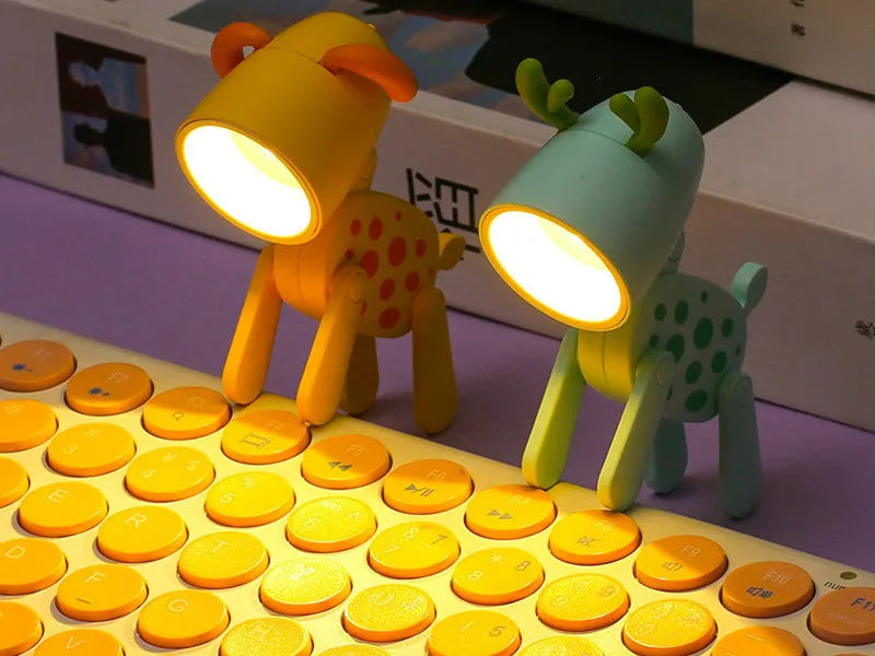 Mini LED Folding Night Light – Cute Dog & Deer Shape Bedside Lamp for Kids' Room & Gift Decor