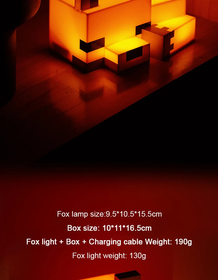 MC Game Baby Fox Night Light – LED Desk Lamp for Gaming Room & Kids' Bedroom