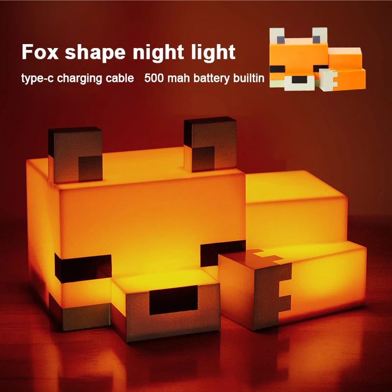 MC Game Baby Fox Night Light – LED Desk Lamp for Gaming Room & Kids' Bedroom