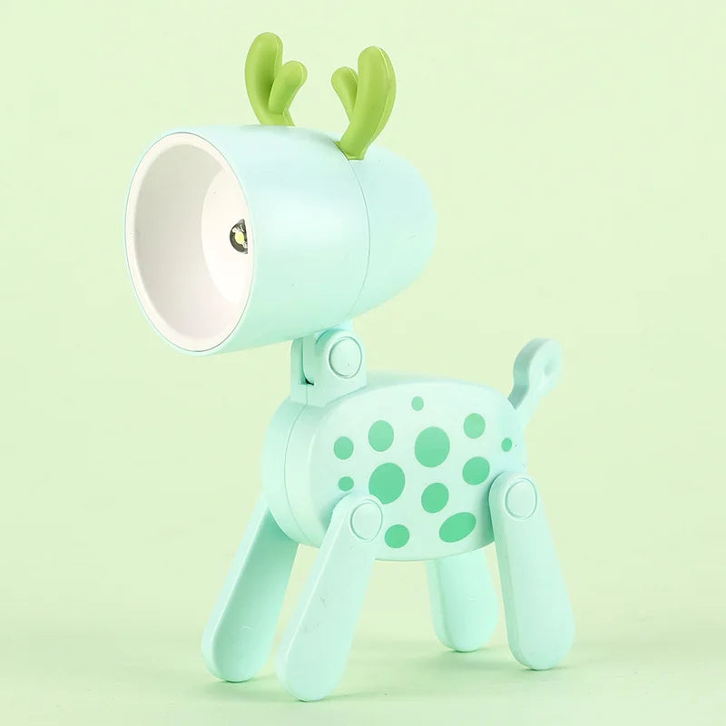 Mini LED Folding Night Light – Cute Dog & Deer Shape Bedside Lamp for Kids' Room & Gift Decor