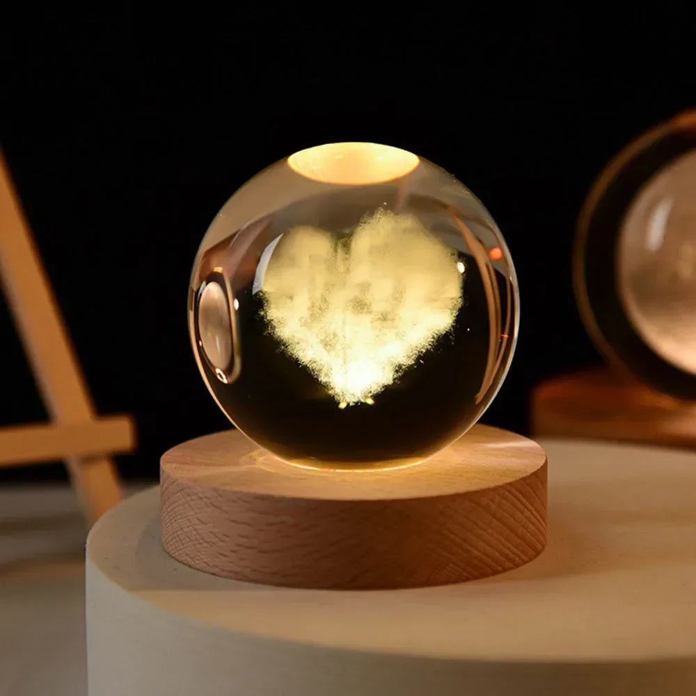 3D Galaxy Crystal Ball Lamp – USB LED Night Light