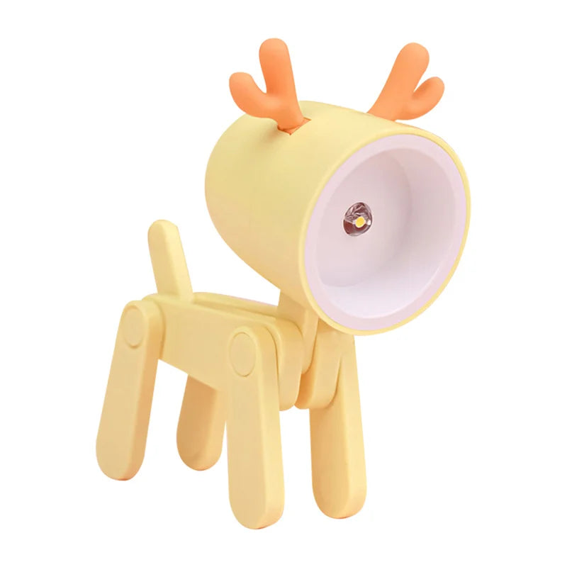 Mini LED Folding Night Light – Cute Dog & Deer Shape Bedside Lamp for Kids' Room & Gift Decor