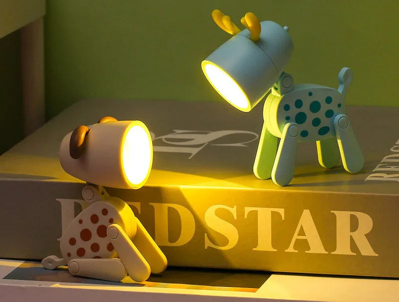 Mini LED Folding Night Light – Cute Dog & Deer Shape Bedside Lamp for Kids' Room & Gift Decor