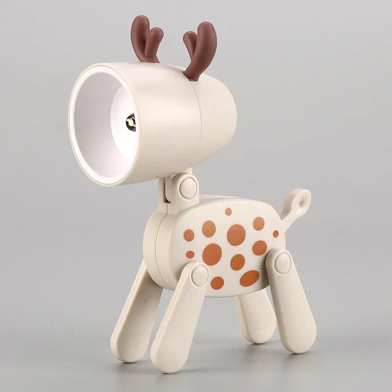 Mini LED Folding Night Light – Cute Dog & Deer Shape Bedside Lamp for Kids' Room & Gift Decor
