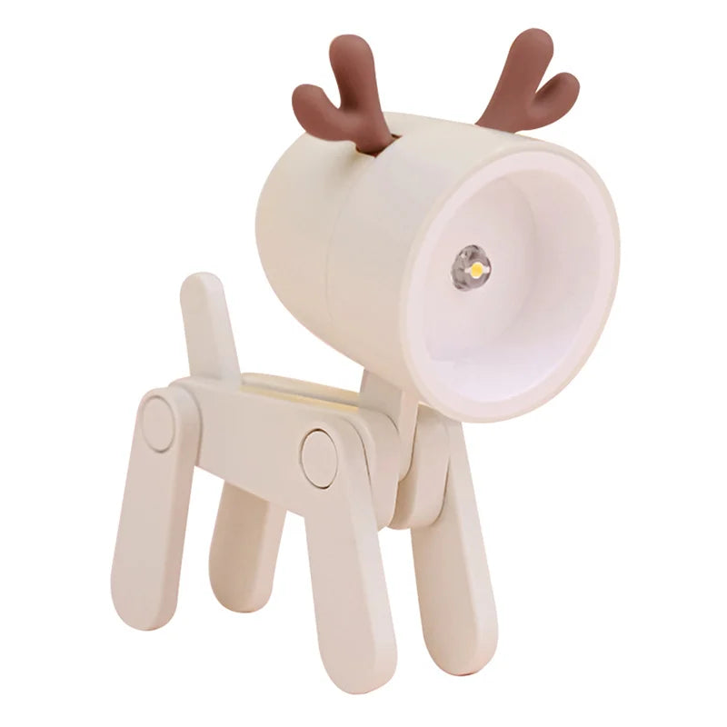 Mini LED Folding Night Light – Cute Dog & Deer Shape Bedside Lamp for Kids' Room & Gift Decor