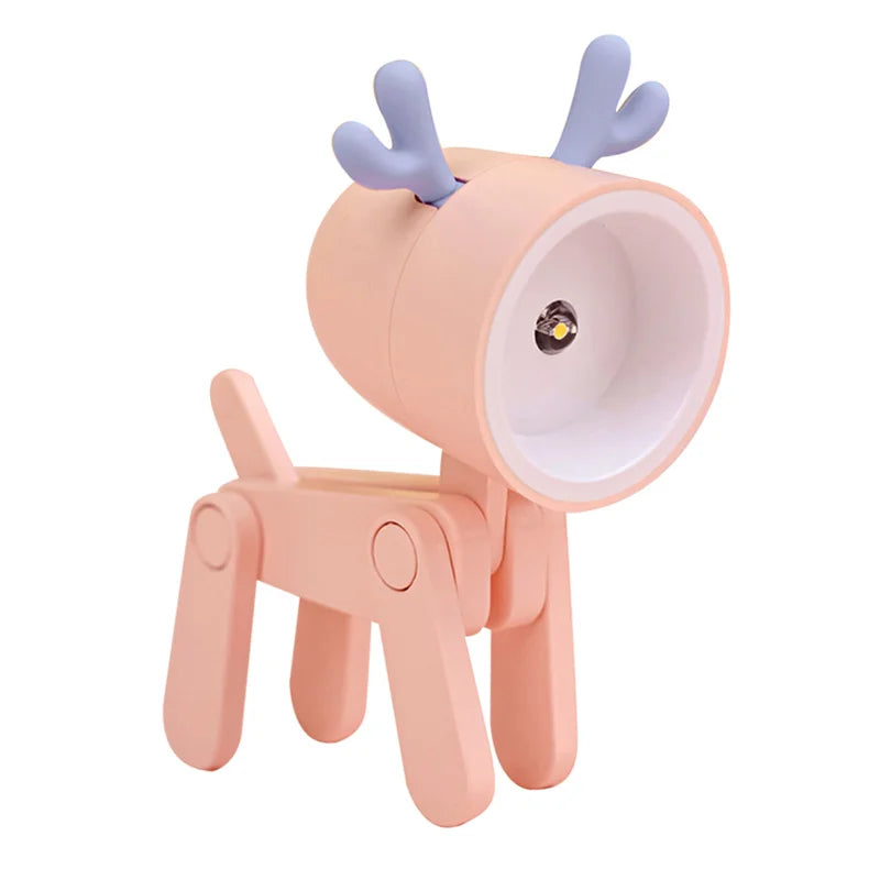 Mini LED Folding Night Light – Cute Dog & Deer Shape Bedside Lamp for Kids' Room & Gift Decor