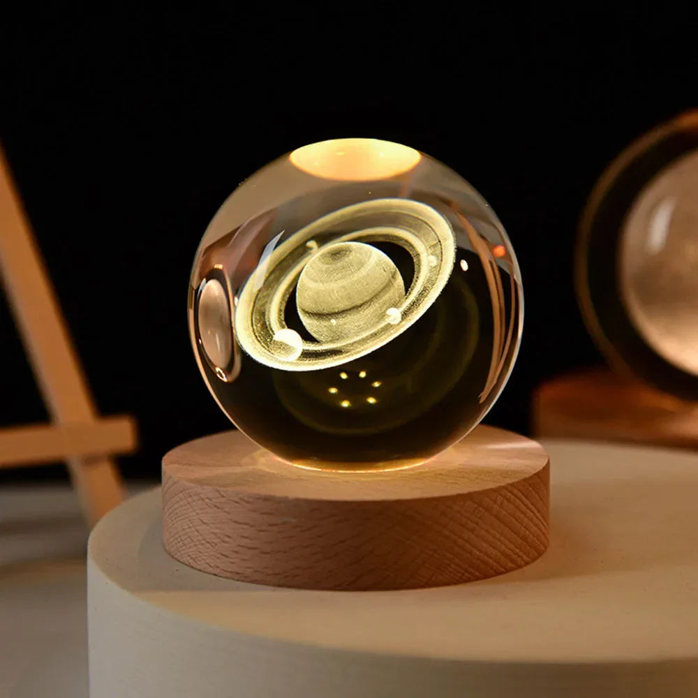 3D Galaxy Crystal Ball Lamp – USB LED Night Light