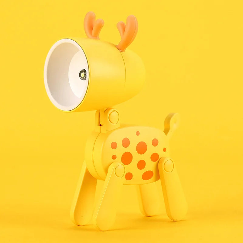 Mini LED Folding Night Light – Cute Dog & Deer Shape Bedside Lamp for Kids' Room & Gift Decor