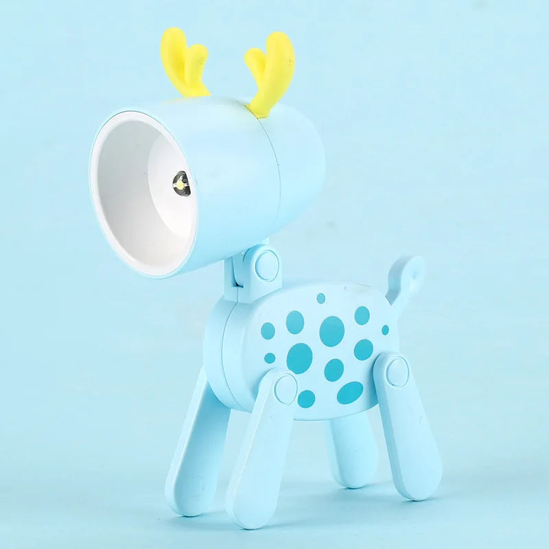 Mini LED Folding Night Light – Cute Dog & Deer Shape Bedside Lamp for Kids' Room & Gift Decor