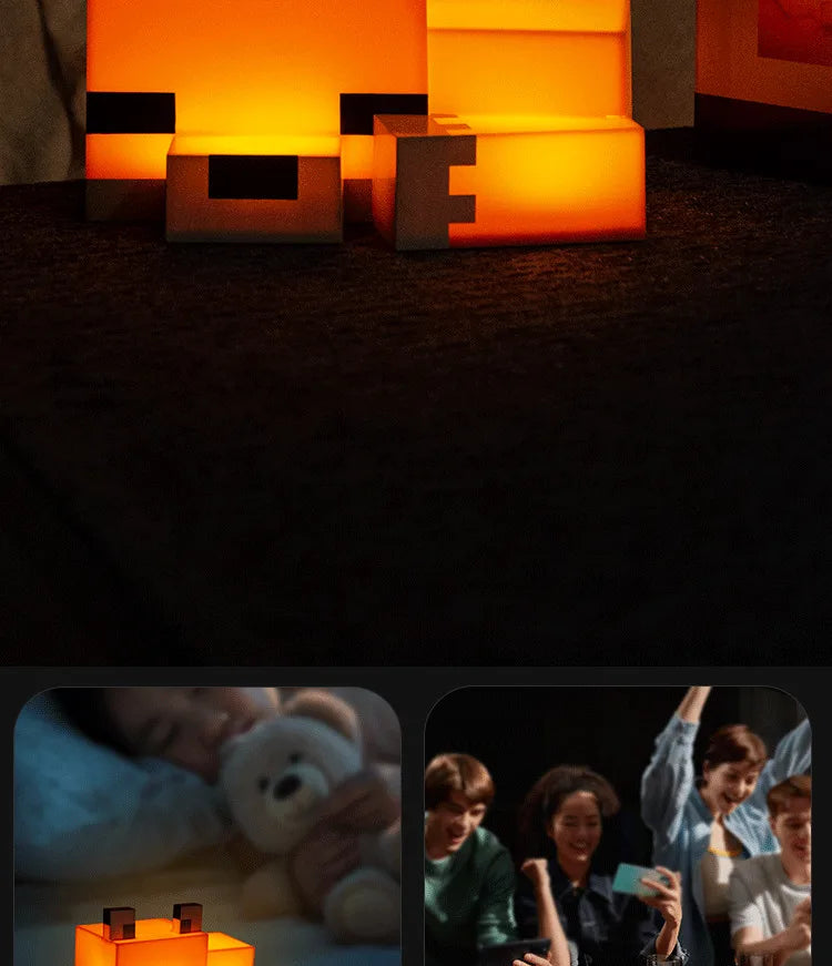 MC Game Baby Fox Night Light – LED Desk Lamp for Gaming Room & Kids' Bedroom