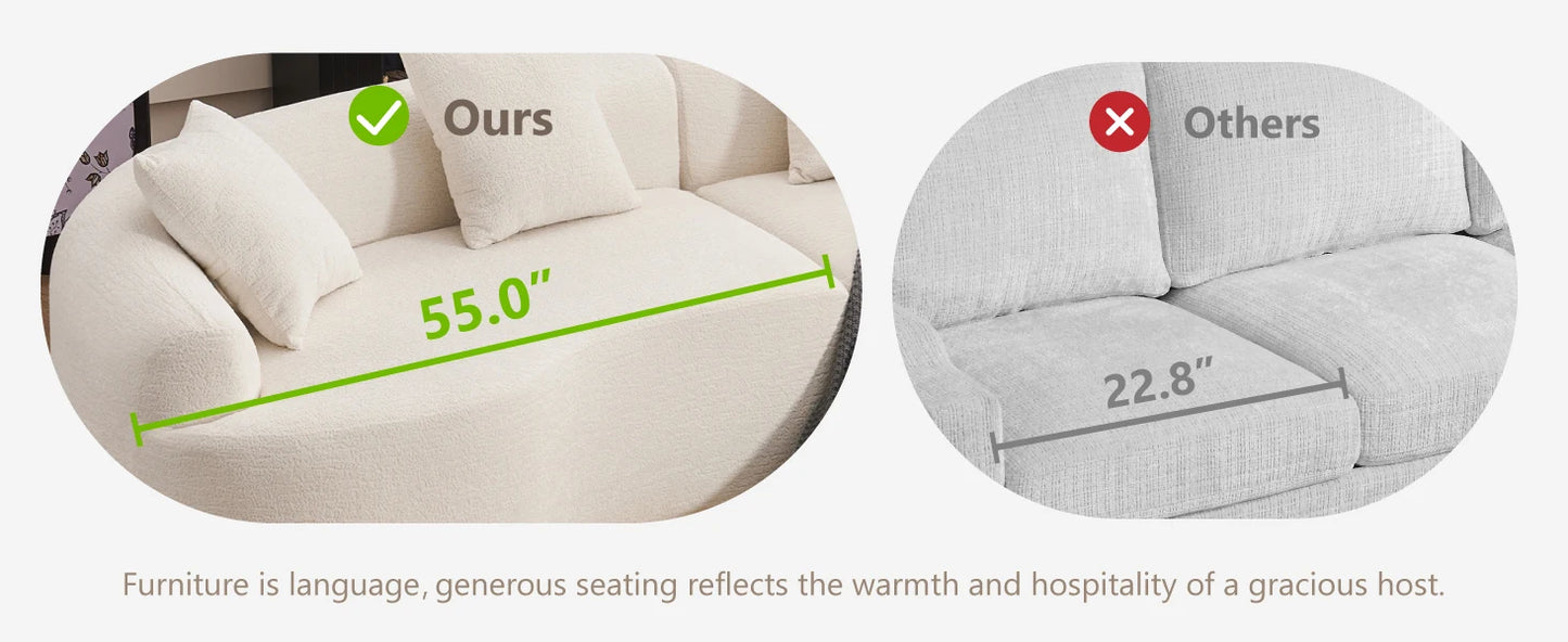 110" Oversized Chenille Cloud Sectional – Extra Deep 4-Seater with Plush Cushions & Pillows