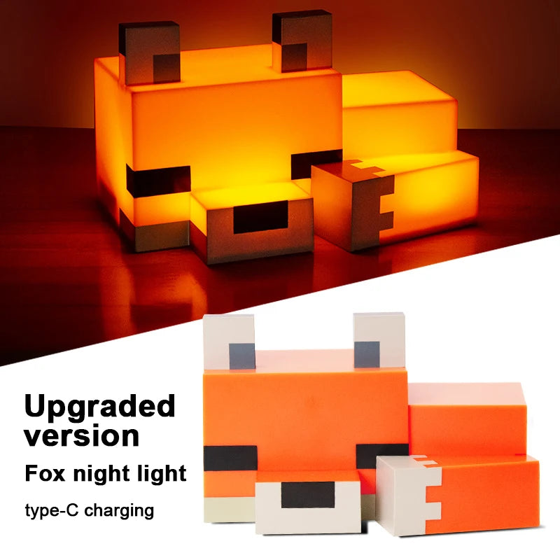 MC Game Baby Fox Night Light – LED Desk Lamp for Gaming Room & Kids' Bedroom