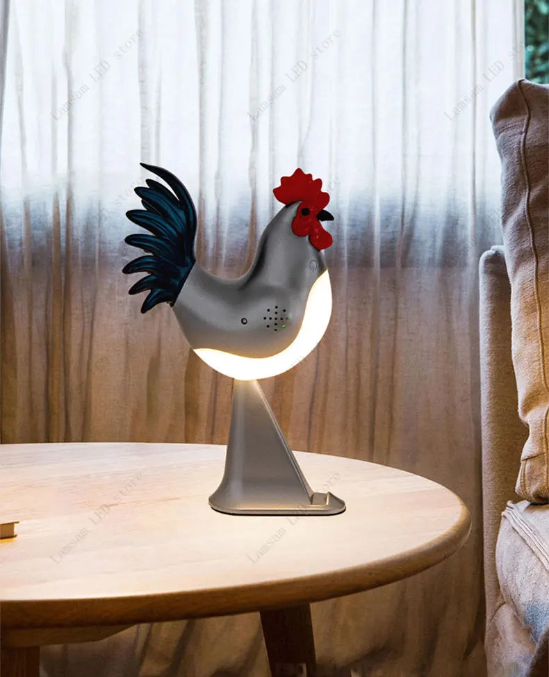 USB Rechargeable LED Rooster Table Lamp – Cordless Decorative Animal Light for Bedroom, Living Room & Hallway