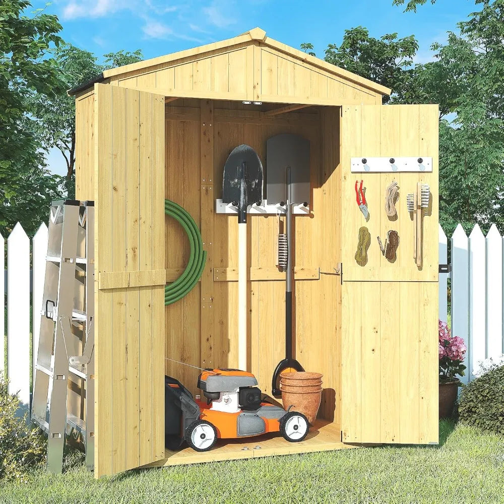 4.6 x 2.3 FT Outdoor Wood Storage Shed with Floor – Waterproof Garden Storage Cabinet
