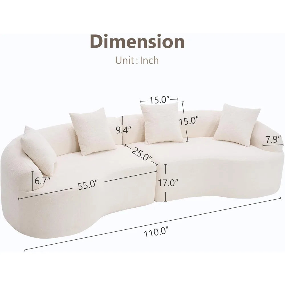 110" Oversized Chenille Cloud Sectional – Extra Deep 4-Seater with Plush Cushions & Pillows