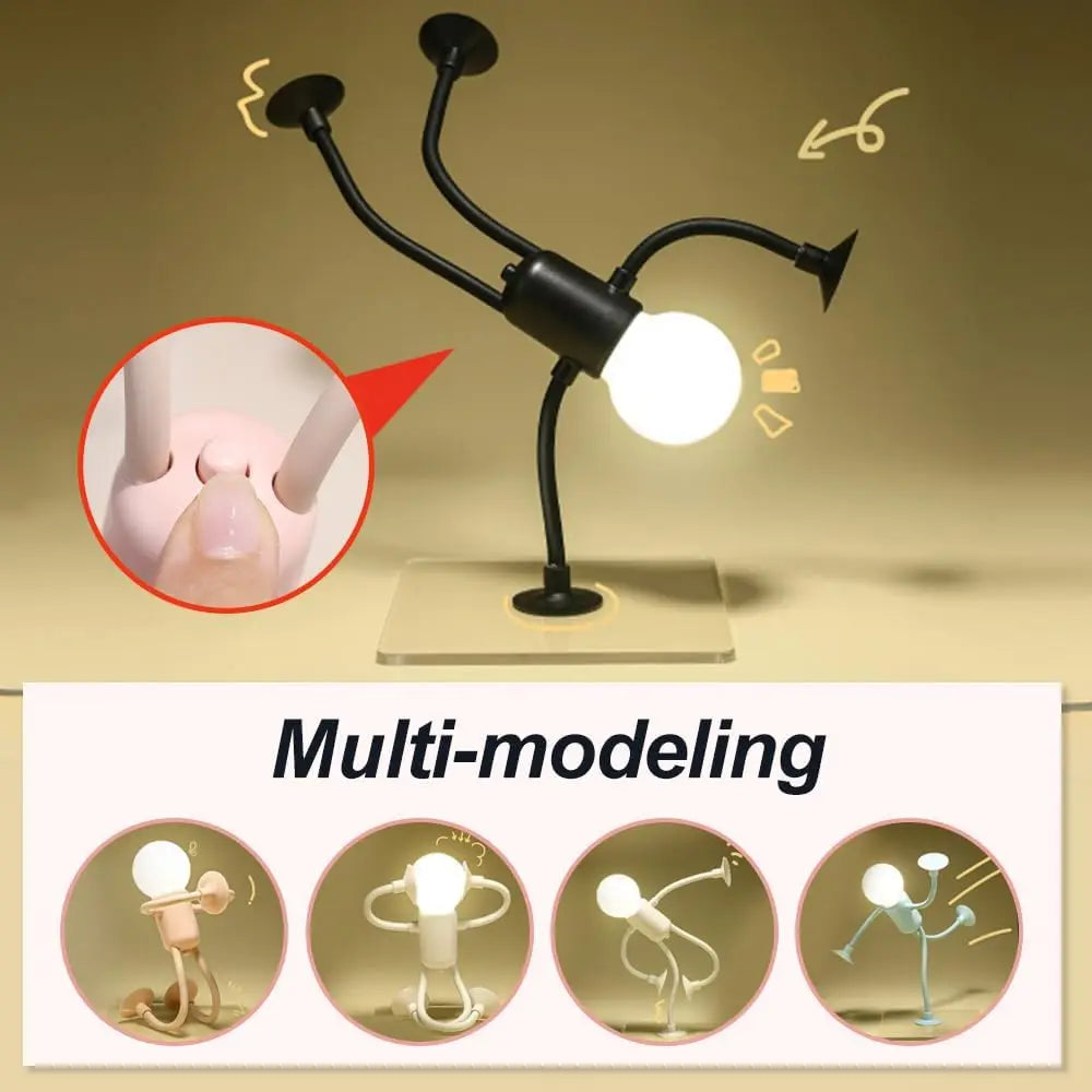Funny Sportsman Shape-Shifting Night Light – Creative Suction Base Desk Lamp with Button Battery