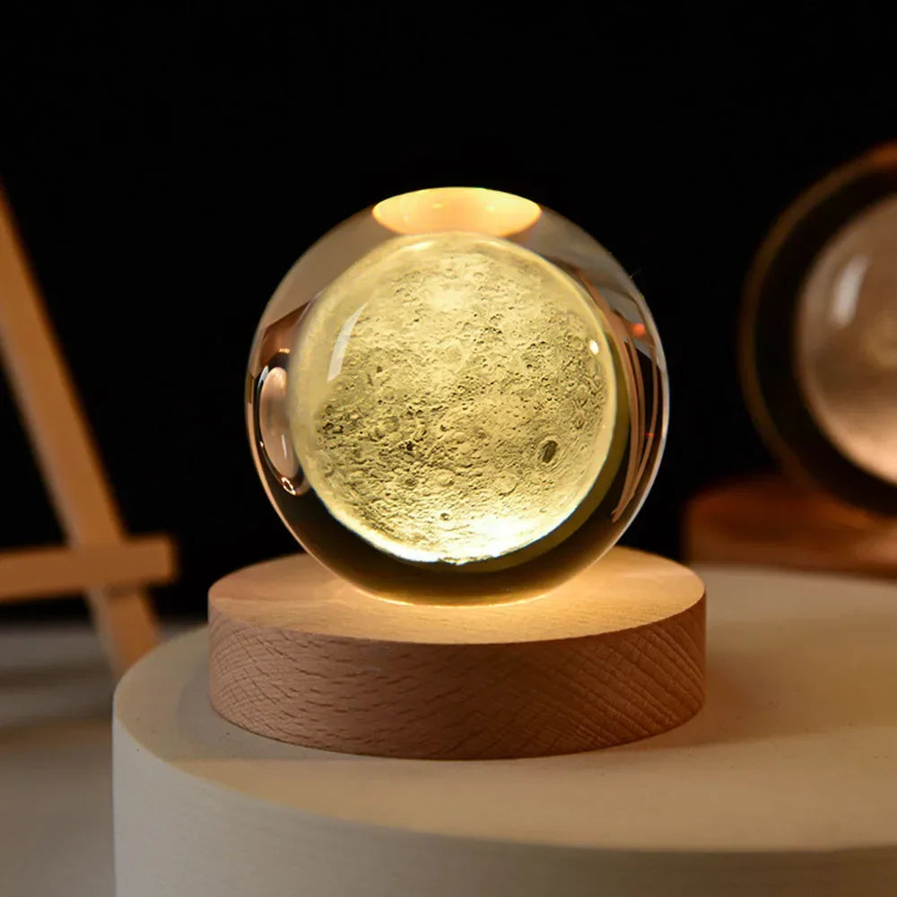 3D Galaxy Crystal Ball Lamp – USB LED Night Light