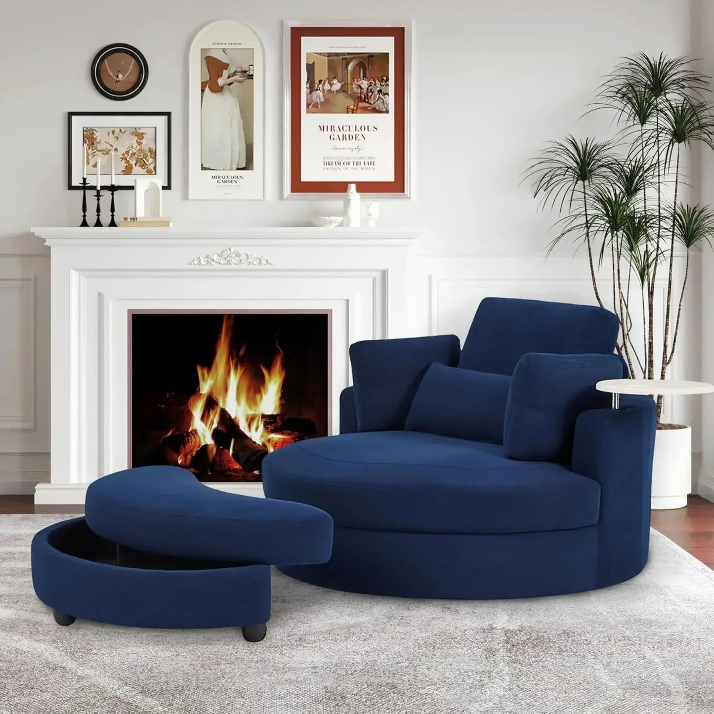 Swivel Book Nook Chair with Storage Ottoman – 360° Cozy Comfort Meets Functional Elegance