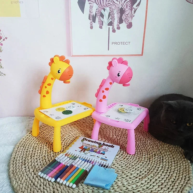Kids' Creative LED Projector Drawing Table Toy, Multifunctional Educational Board with Rich Painting Set, Perfect Learning Tools