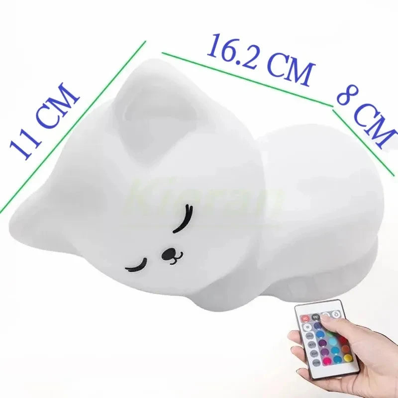 Soft Silicone Cat Night Light – 7 Color LED Rechargeable Floor Lamp for Kids & Nursery