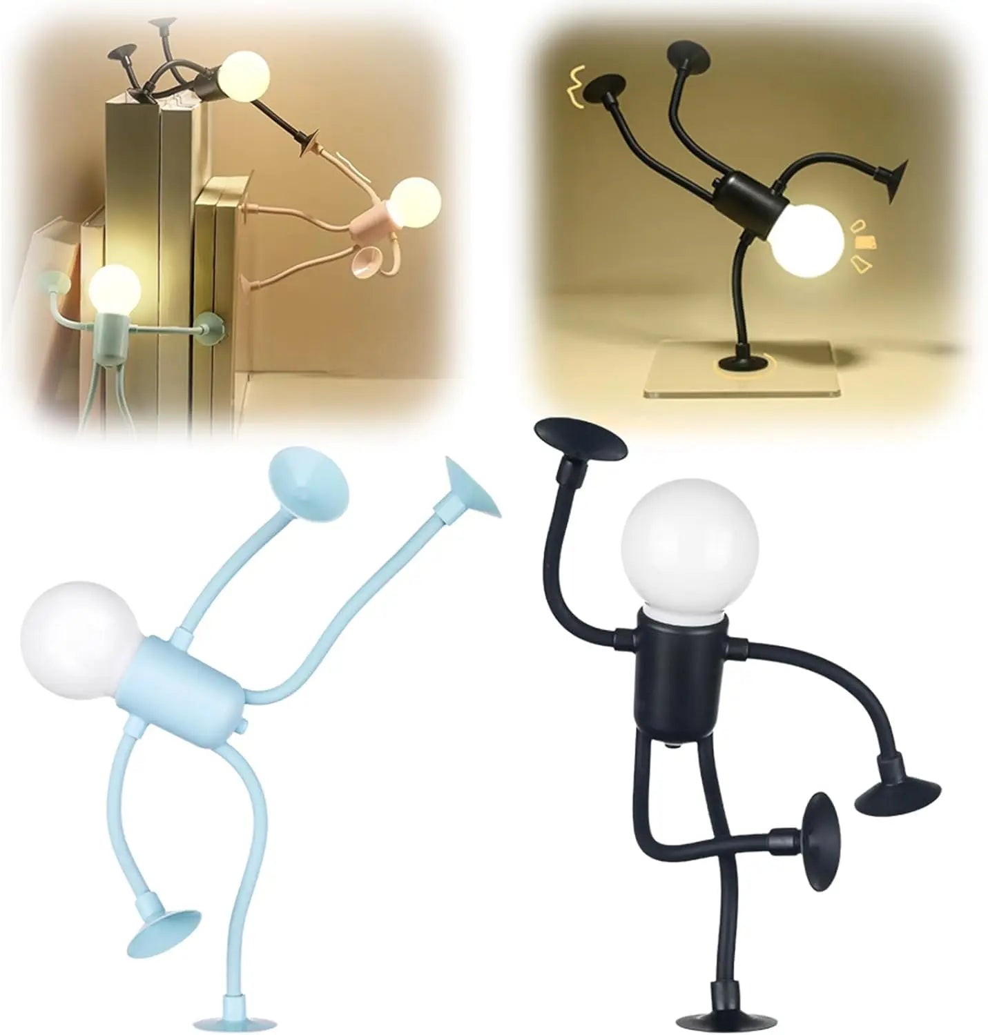 Funny Sportsman Shape-Shifting Night Light – Creative Suction Base Desk Lamp with Button Battery