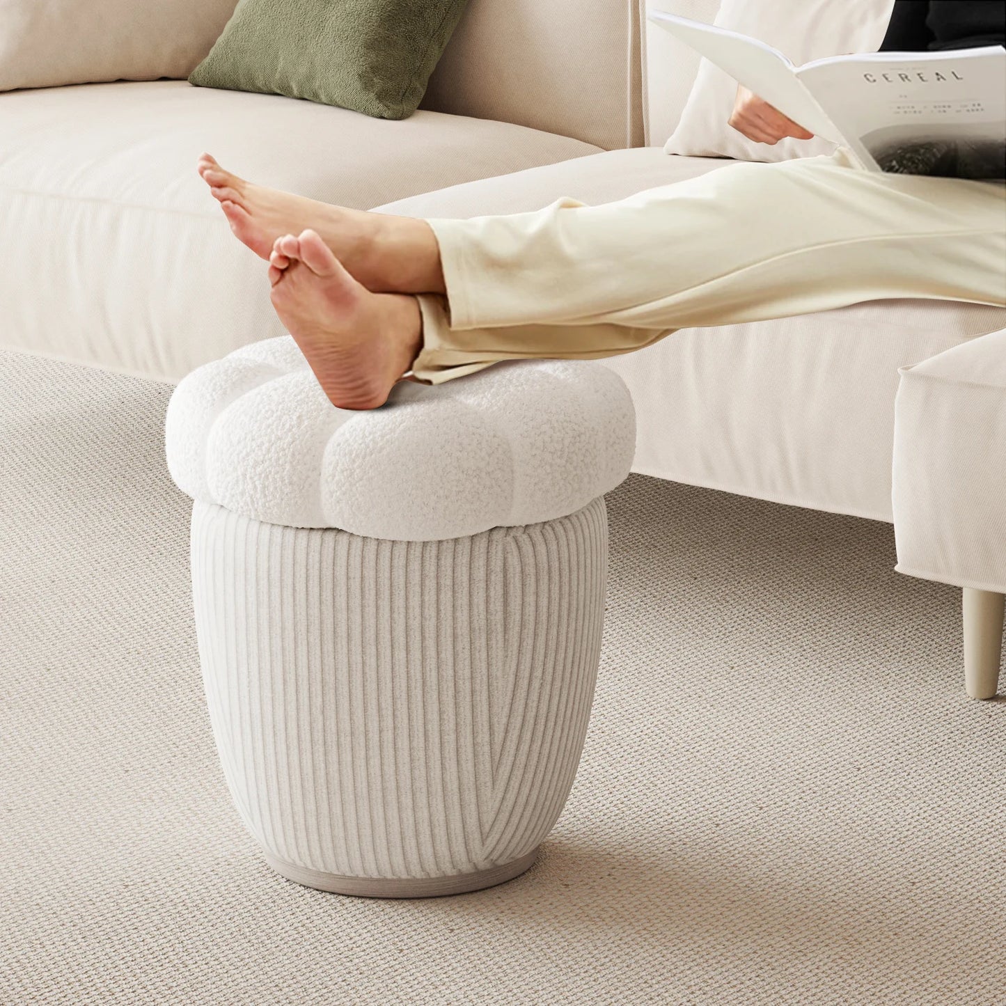 Cloud Cashmere Cake Storage Ottoman