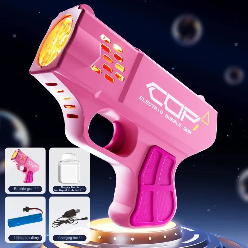Space Style Electric Automatic Light Bubble Machine Bubble Gun