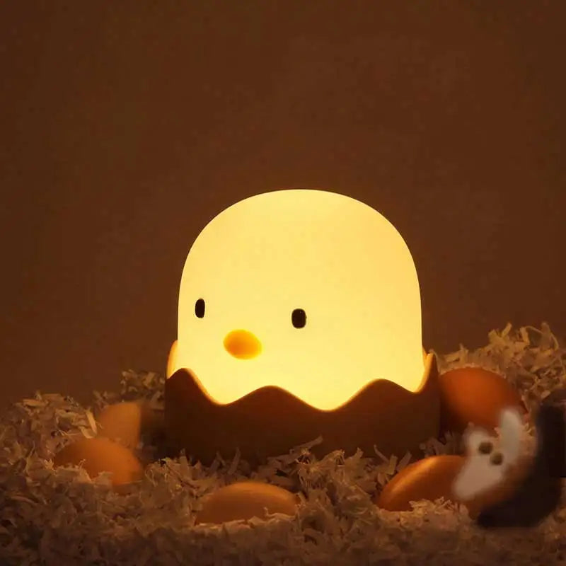 Eggshell Chicken Touch Night Light – Cute Cartoon LED Lamp with Warm Glow & Rechargeable Battery