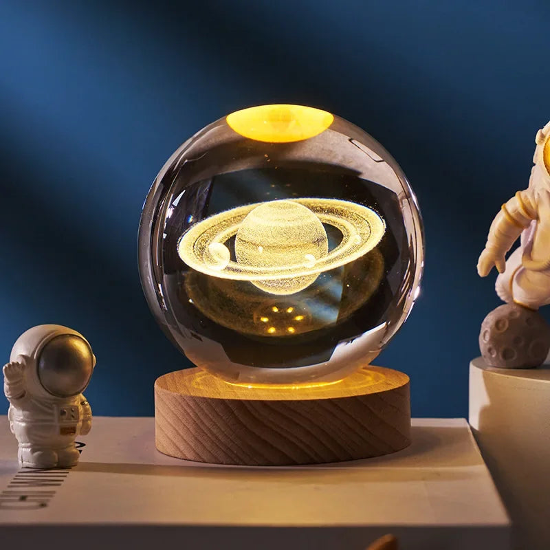 3D Galaxy Crystal Ball Lamp – USB LED Night Light