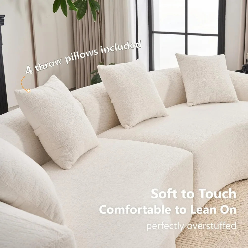 110" Oversized Chenille Cloud Sectional – Extra Deep 4-Seater with Plush Cushions & Pillows