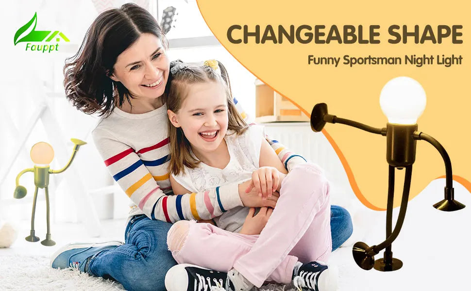 Funny Sportsman Shape-Shifting Night Light – Creative Suction Base Desk Lamp with Button Battery