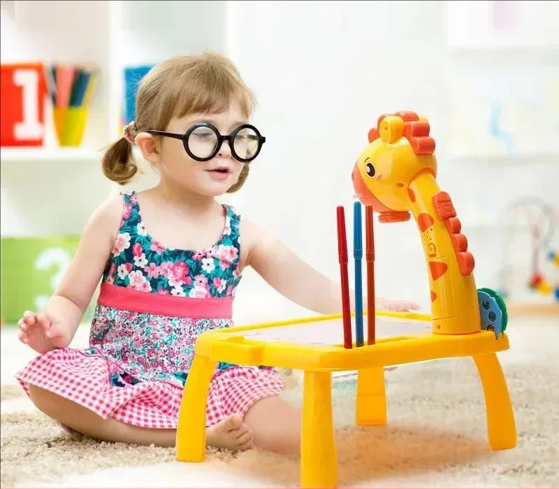 Kids' Creative LED Projector Drawing Table Toy, Multifunctional Educational Board with Rich Painting Set, Perfect Learning Tools