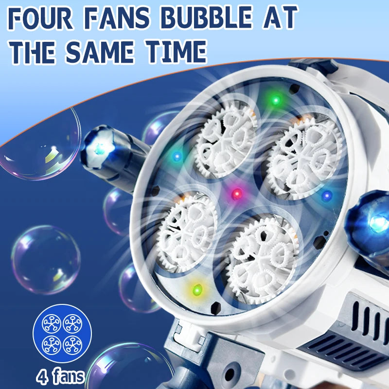 Rechargable Automatic Bubble Machine Gun, No Dip Automatic Bubble Machine With Colorful Lights, 10000+ Bubbles a minute