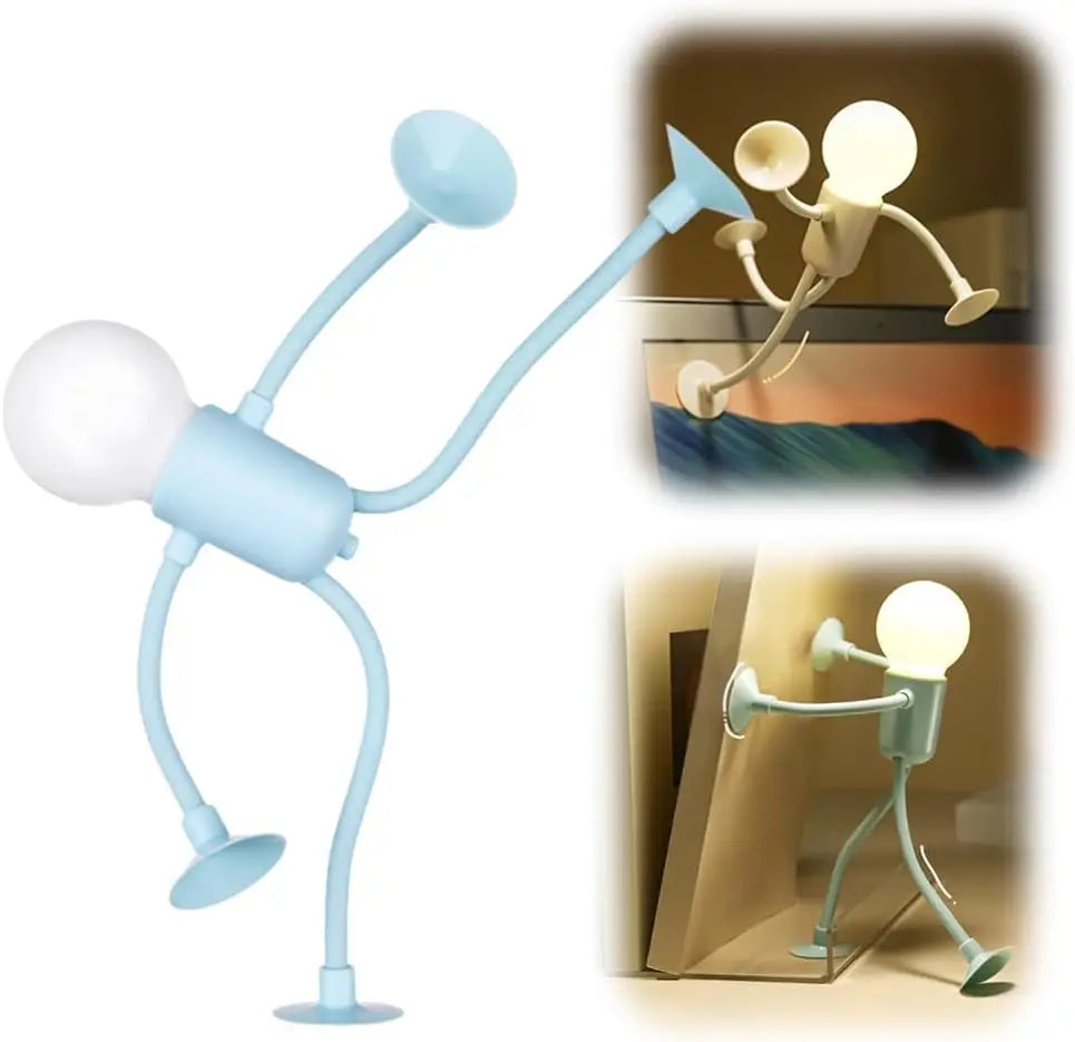 Funny Sportsman Shape-Shifting Night Light – Creative Suction Base Desk Lamp with Button Battery