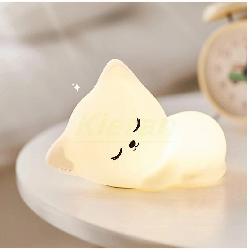 Soft Silicone Cat Night Light – 7 Color LED Rechargeable Floor Lamp for Kids & Nursery