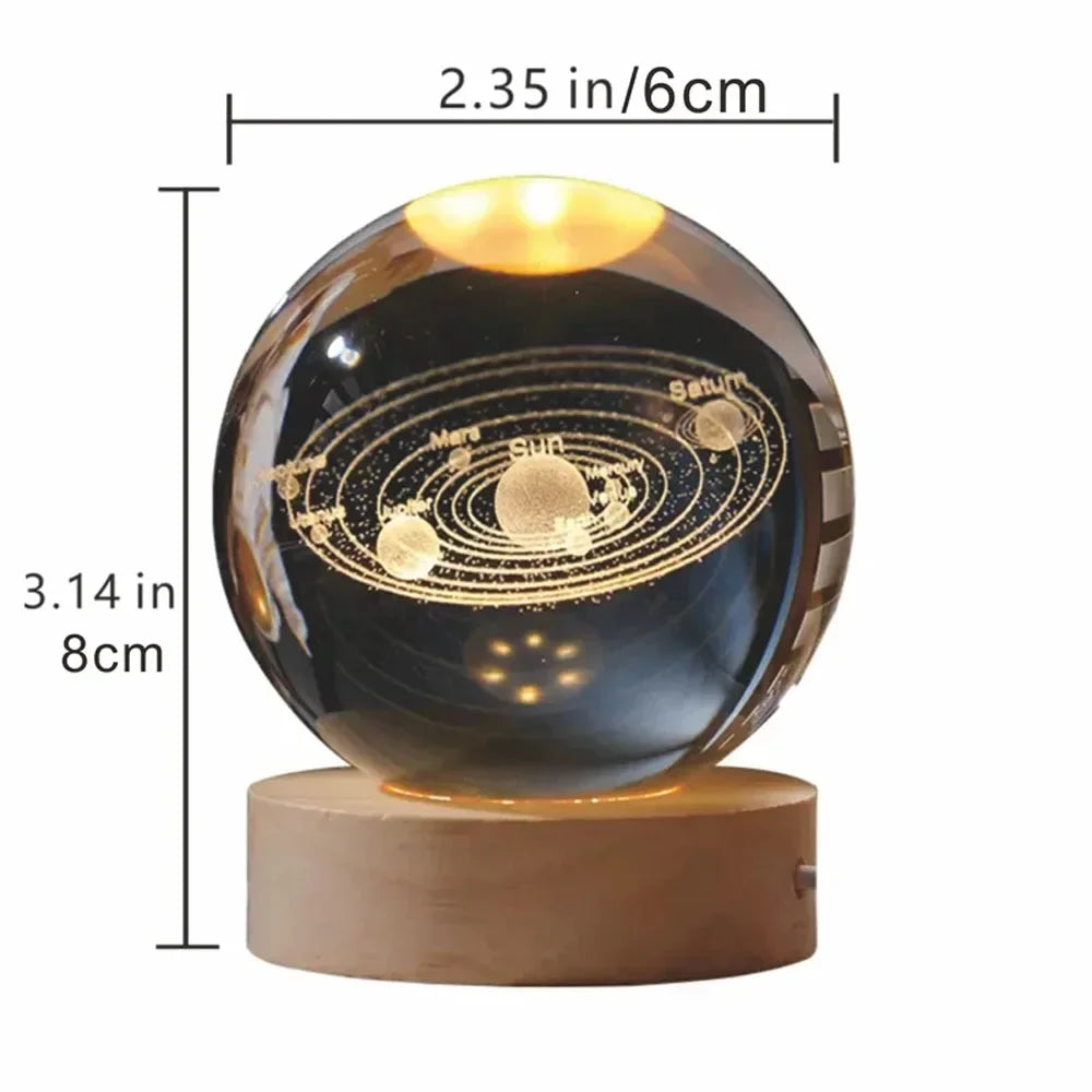 3D Galaxy Crystal Ball Lamp – USB LED Night Light