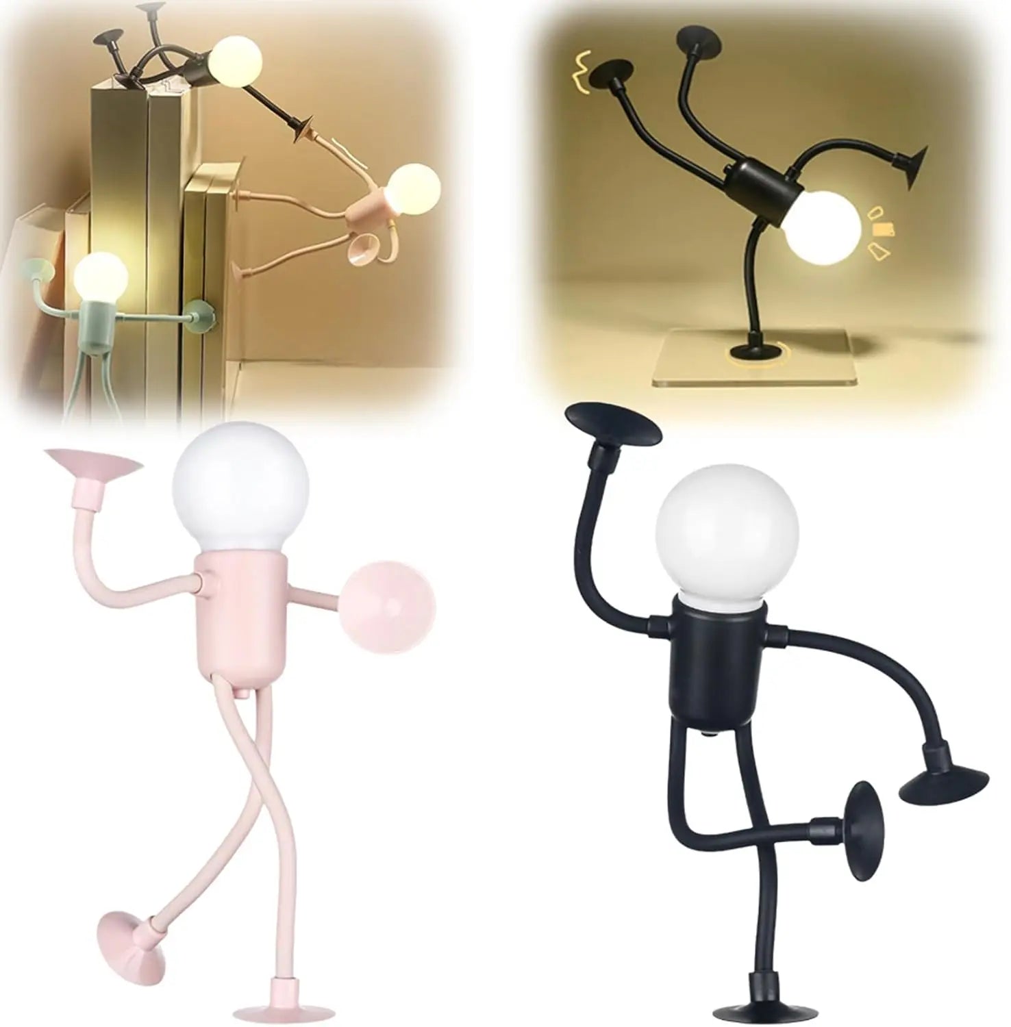 Funny Sportsman Shape-Shifting Night Light – Creative Suction Base Desk Lamp with Button Battery