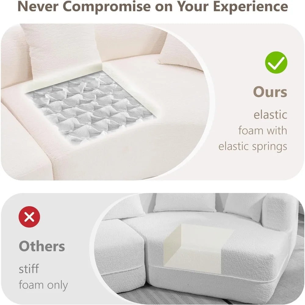 110" Oversized Chenille Cloud Sectional – Extra Deep 4-Seater with Plush Cushions & Pillows