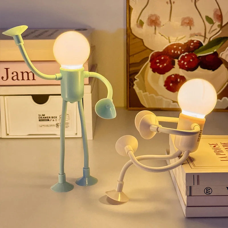 Funny Sportsman Shape-Shifting Night Light – Creative Suction Base Desk Lamp with Button Battery