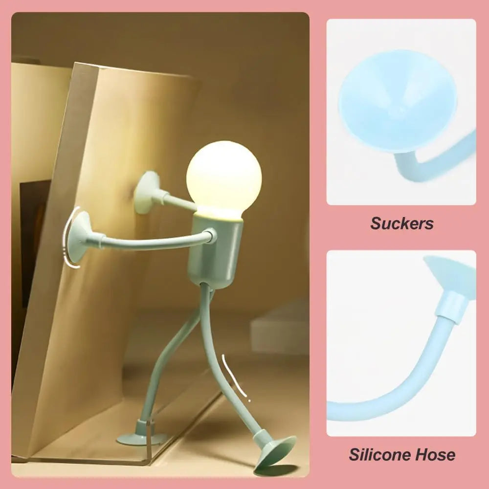 Funny Sportsman Shape-Shifting Night Light – Creative Suction Base Desk Lamp with Button Battery